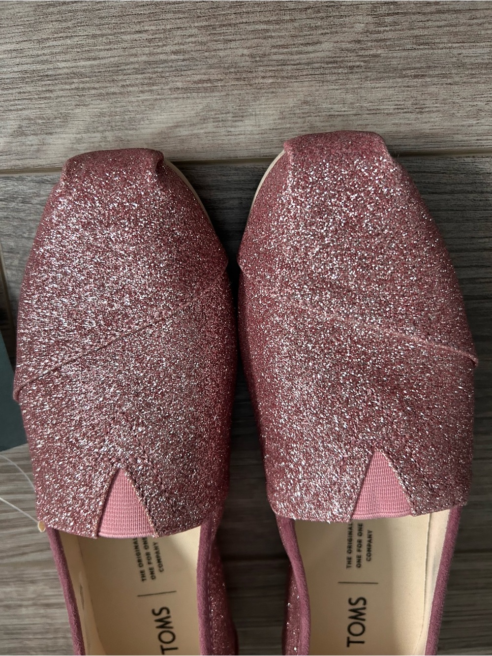 NWT TOMS Glitter Slip-On Flats - Rose - Picture 2 of 5